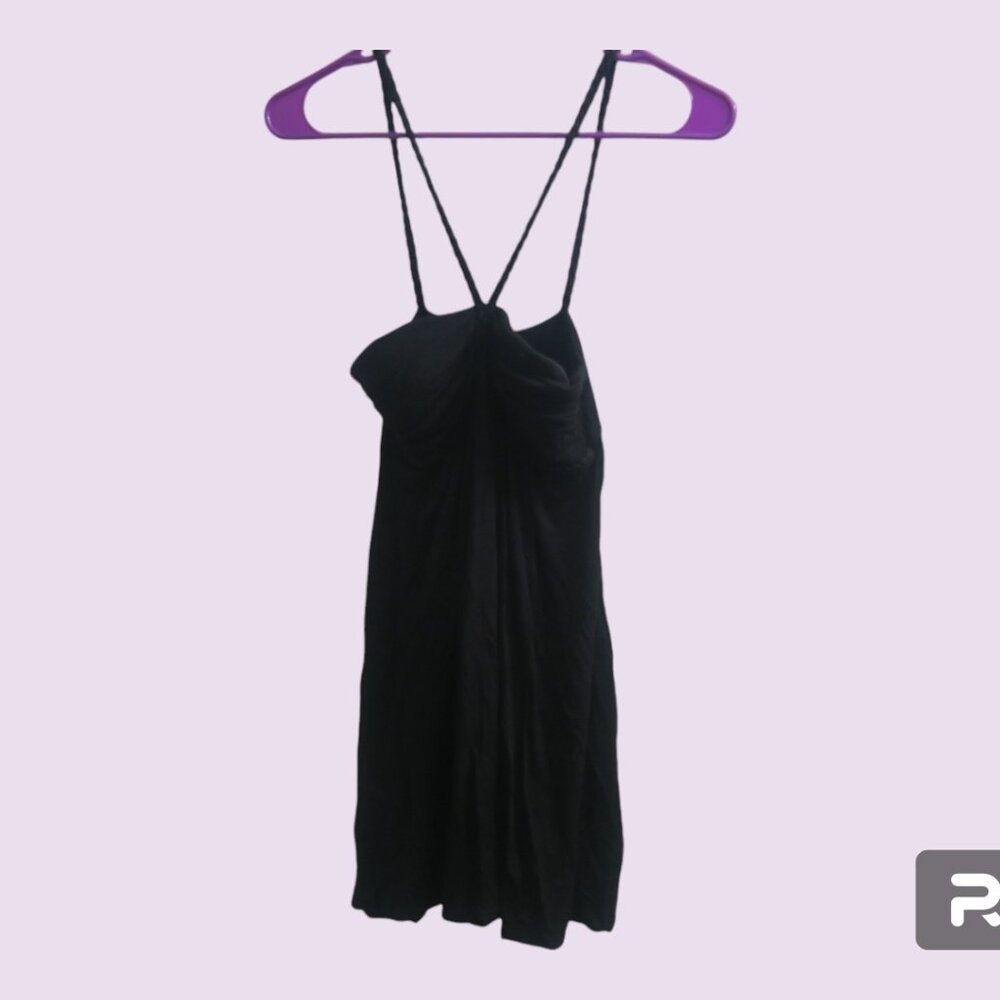 21 thin rope braid spaghetti strap mini above the knee dress in black size small